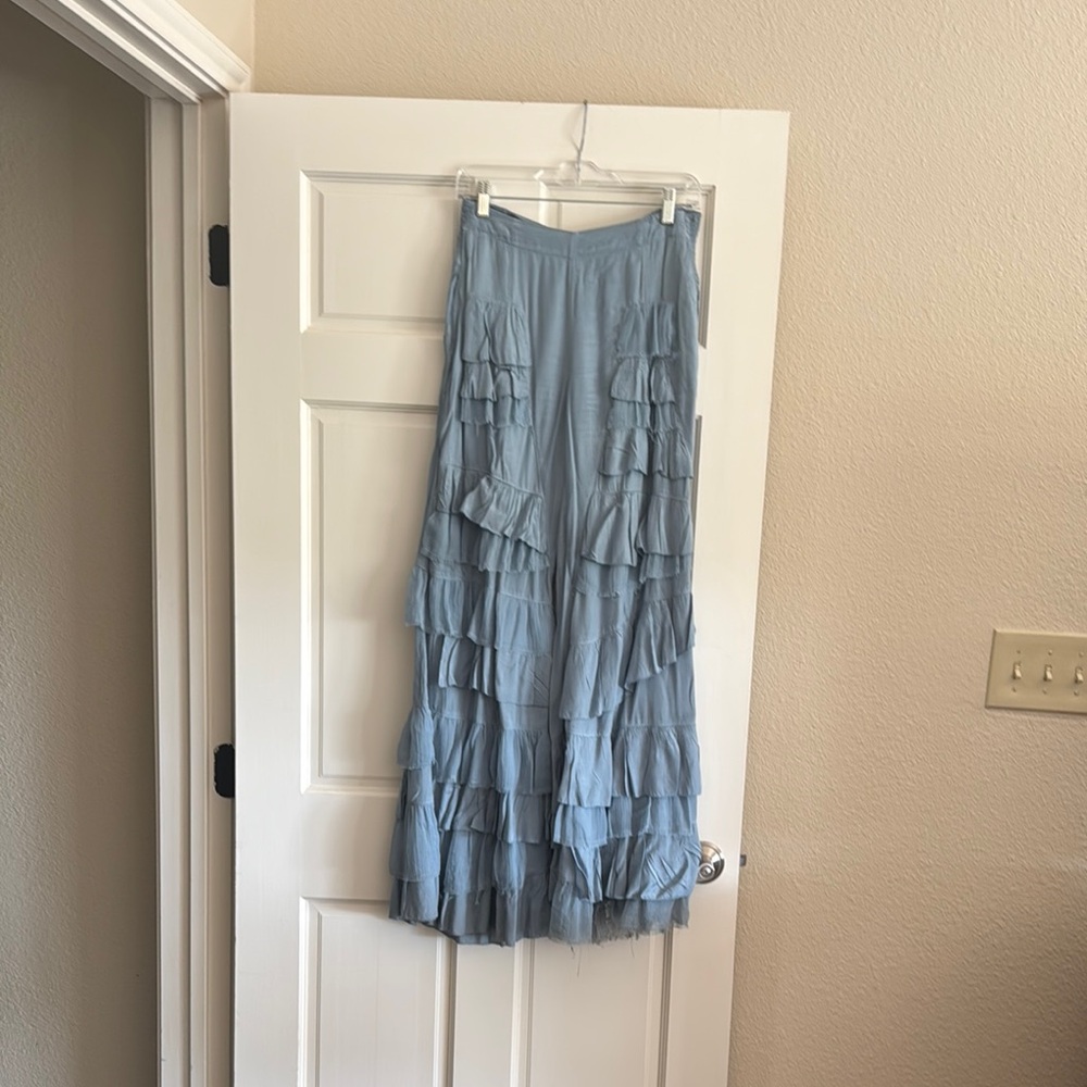 Free People Blue Maxi Tiered Jumpsuit